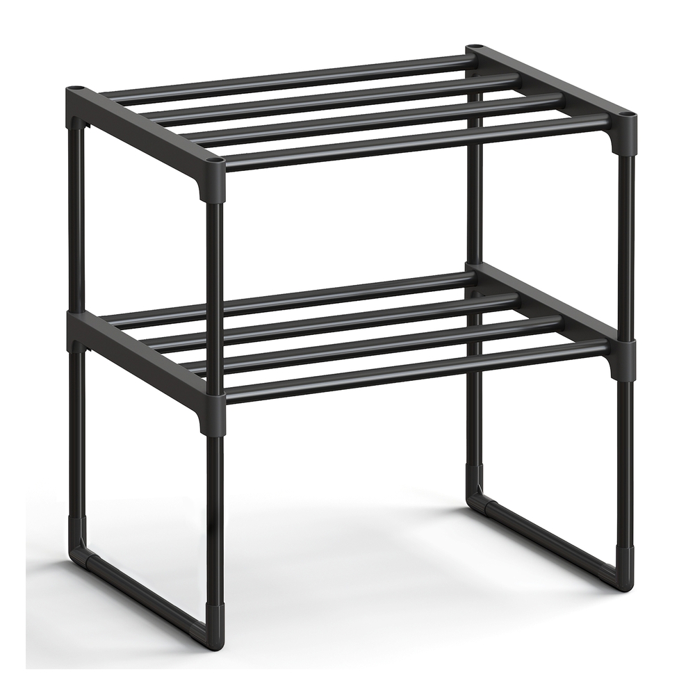 2-Tier Shoe Rack Fits 3 to 6 Pairs 30 x 42.5 x 37.5 cm Black