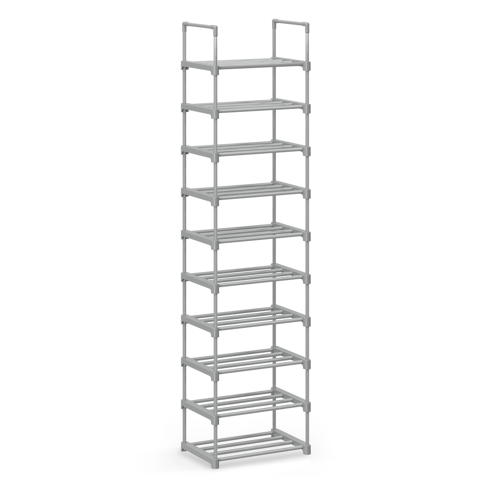 Shoe Rack 10-Tier Metal Shoe Storage Organiser 30 x 45 x 174 cm Grey