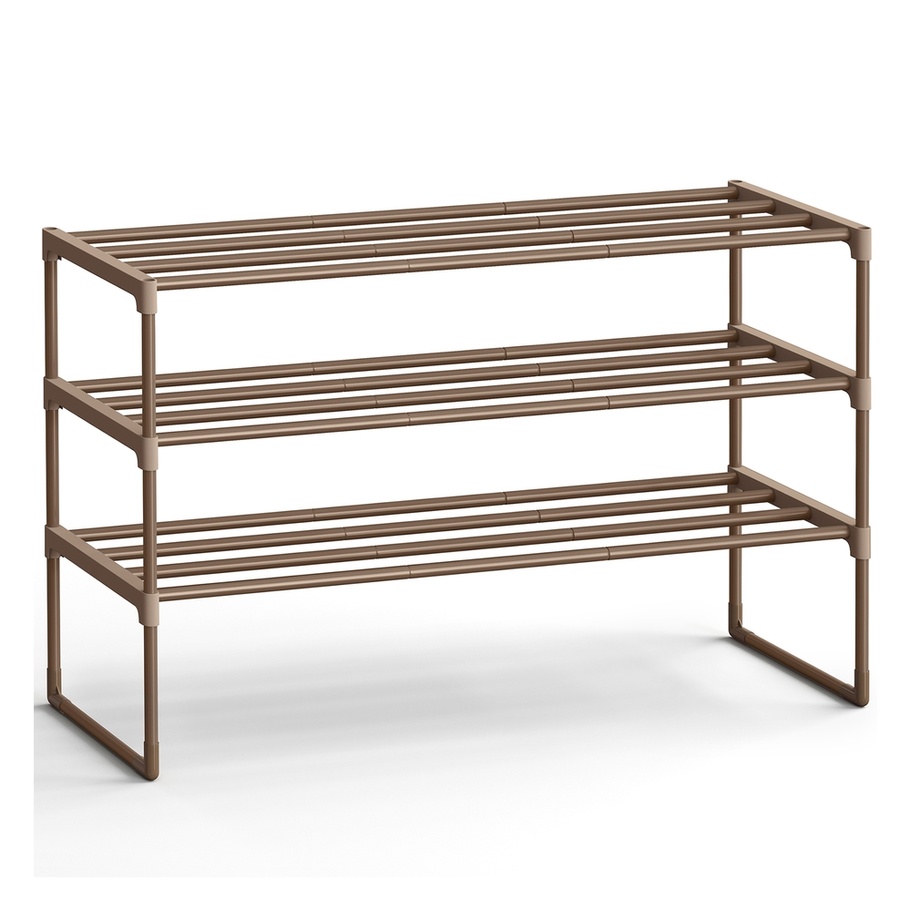 3-Tier Shoe Rack Fits 16 to 20 Pairs 30 x 92 x 55 cm Walnut Brown