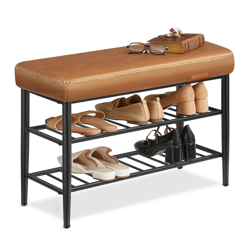 EKHO Collection – Shoe Bench Synthetic Leather Caramel Brown