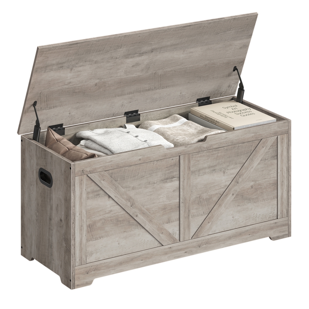 100 cm Wide Storage Chest with Safety Hinges Heather Greige