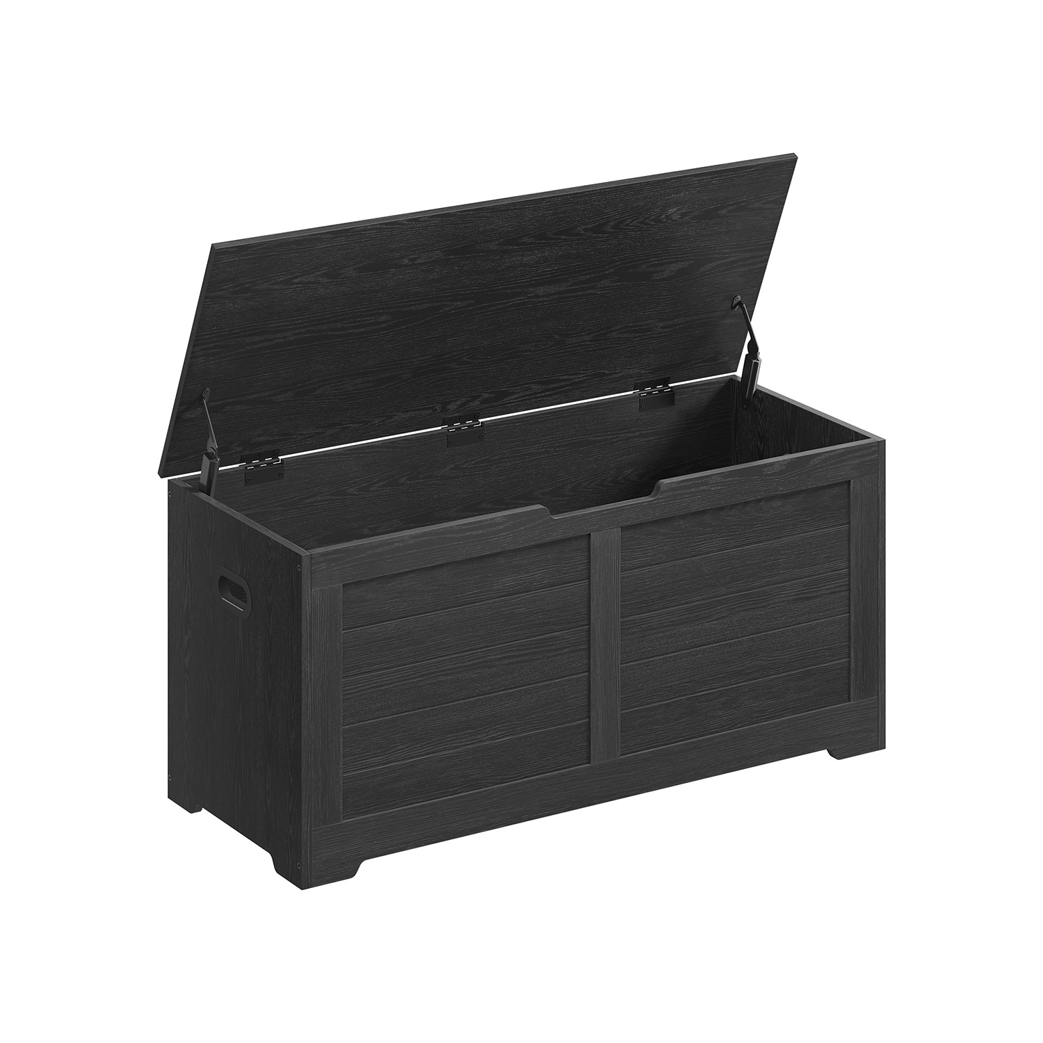 100 cm Wide Storage Chest with 2 Safety Hinges Ebony Black