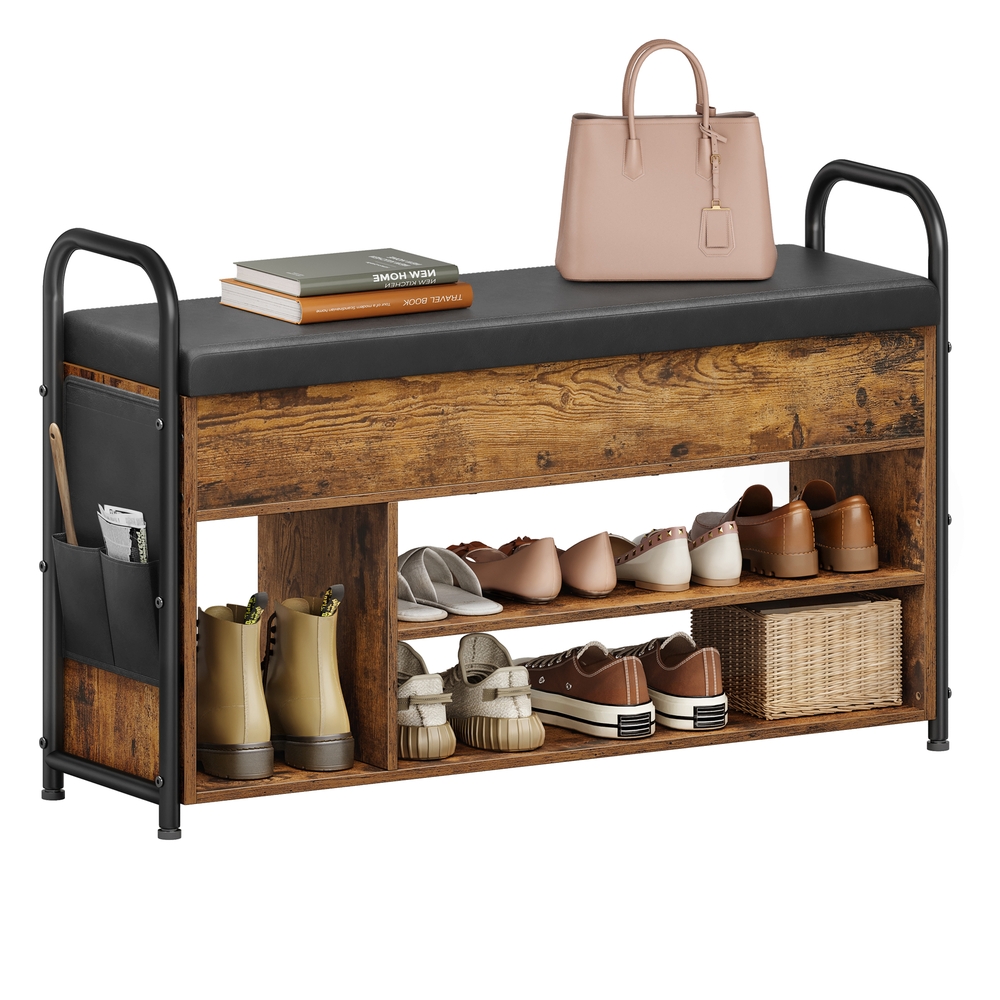 Shoe Storage Bench Rustic Brown and Ink Black Shoe Storage Bench Rustic Brown and Ink Black