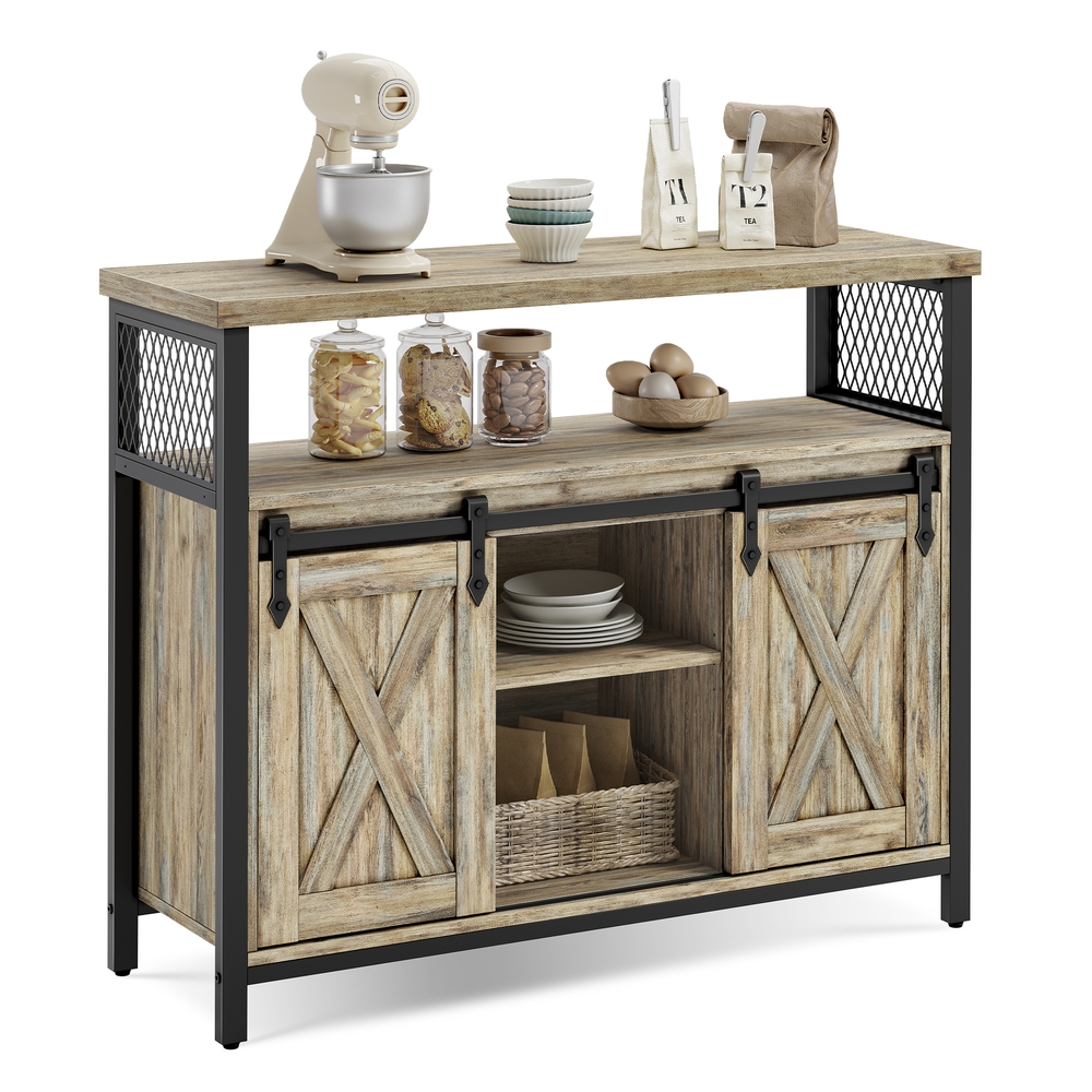 Kitchen Storage Sideboard Turquoise Brown and Ink Black