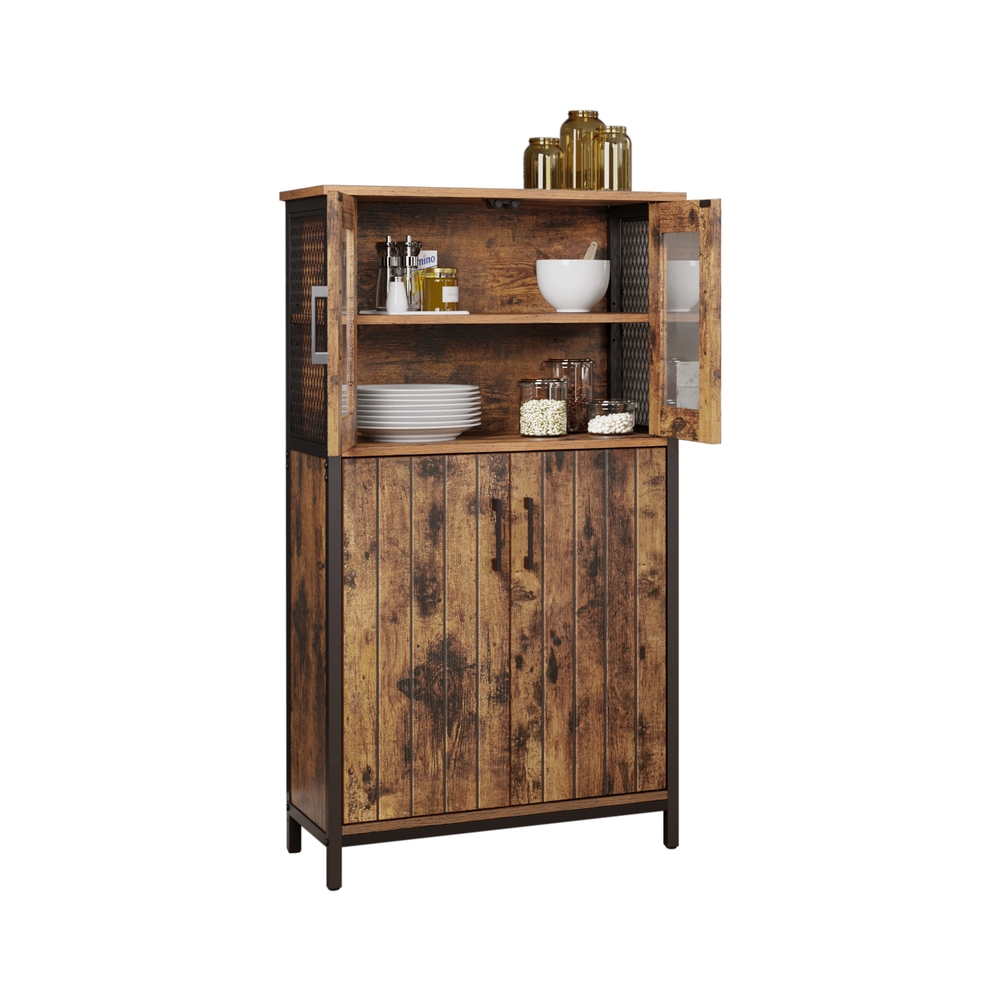 Rustic Brown Storage Cabinet with Glass Doors Rustic Brown Storage Cabinet with Glass Doors