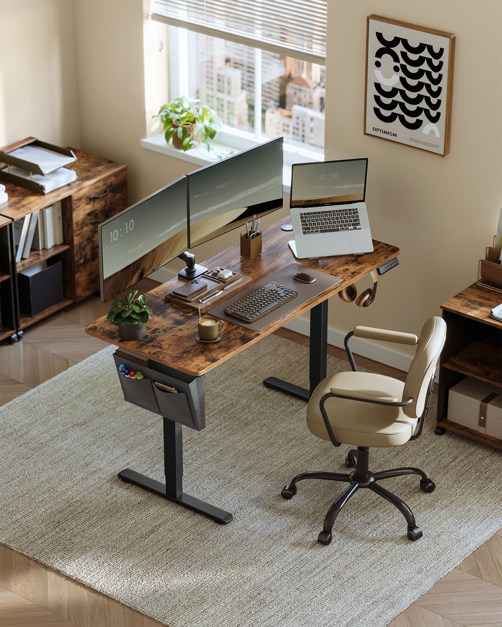 Height Adjustable Desk, 60 x 140 x (72-120) cm
