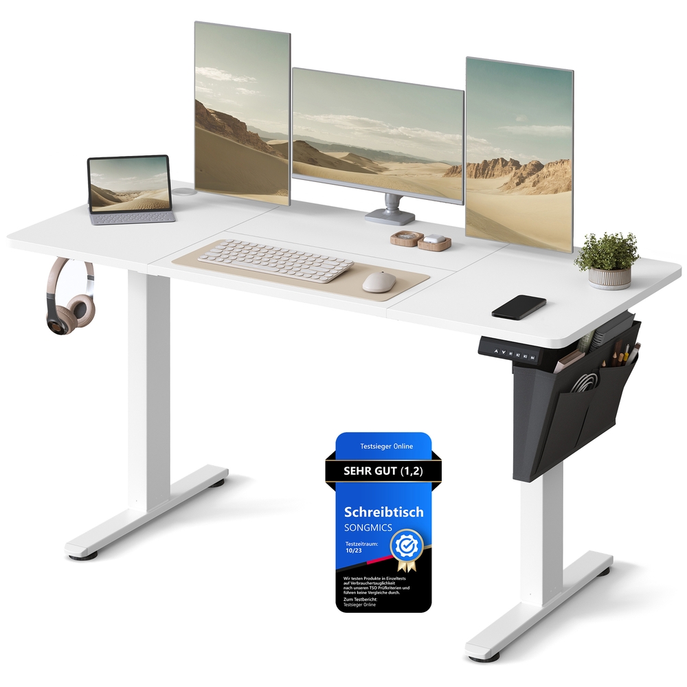 Electric Standing Desk, Height Adjustable, 140 x 60 cm, Cloud White Electric Standing Desk, Height Adjustable, 140 x 60 cm, Cloud White