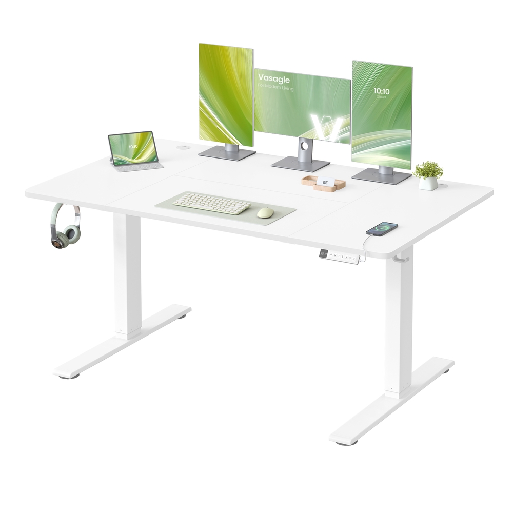 Electric standing desk with USB C port and cable tray Matte White Electric standing desk with USB C port and cable tray Matte White