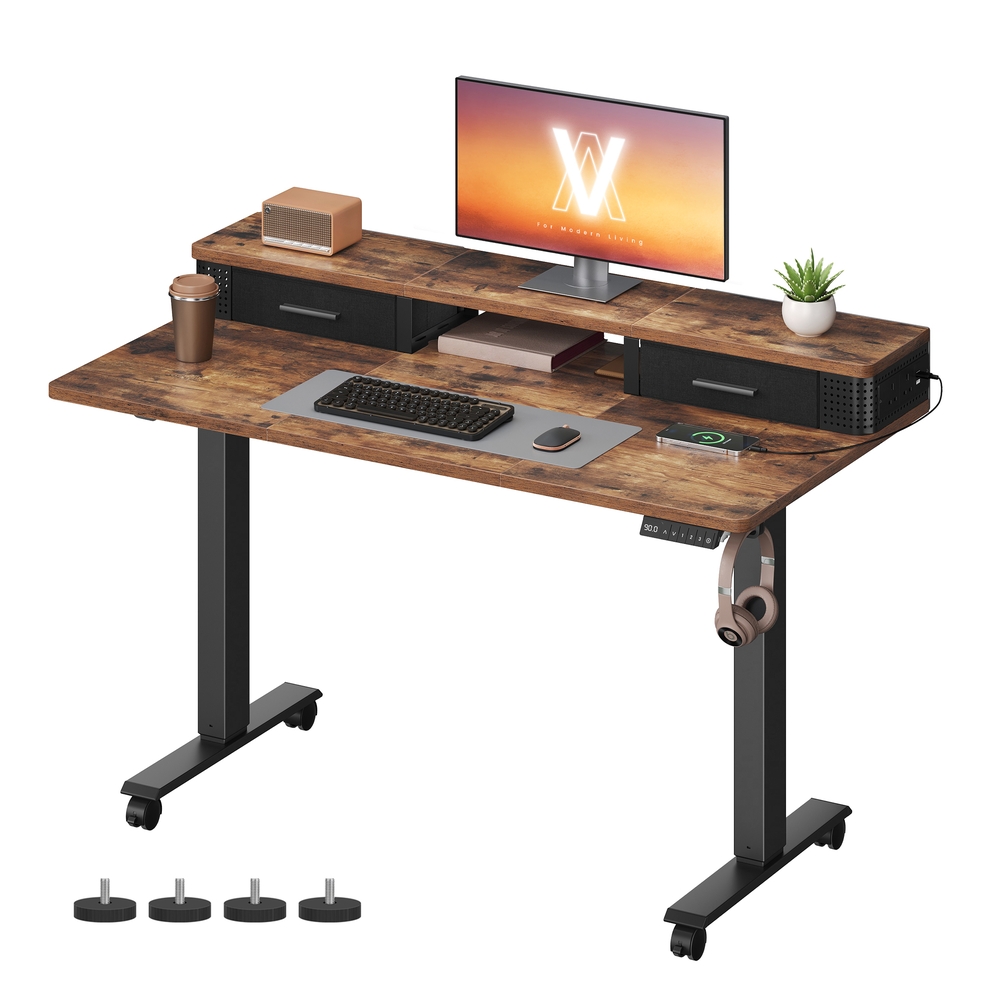 Electric Standing Desk with Built-In Power Strip