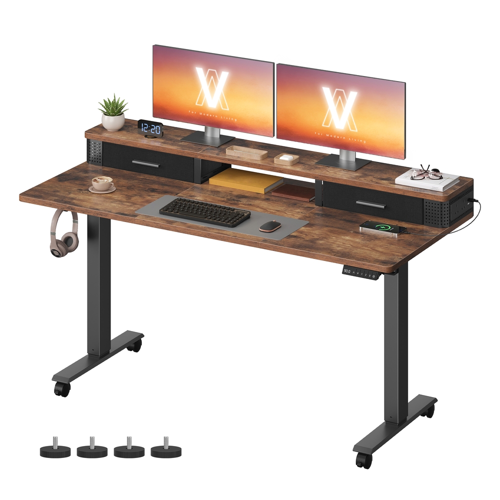 Electric Standing Desk with Built-In Power Strip