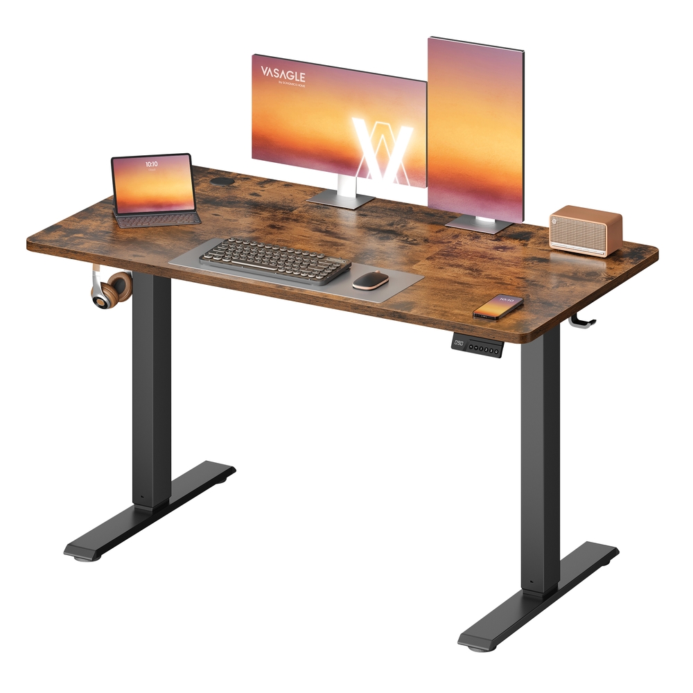 Electric Standing Desk, Height Adjustable, 120 x 60 cm, Rustic Brown
