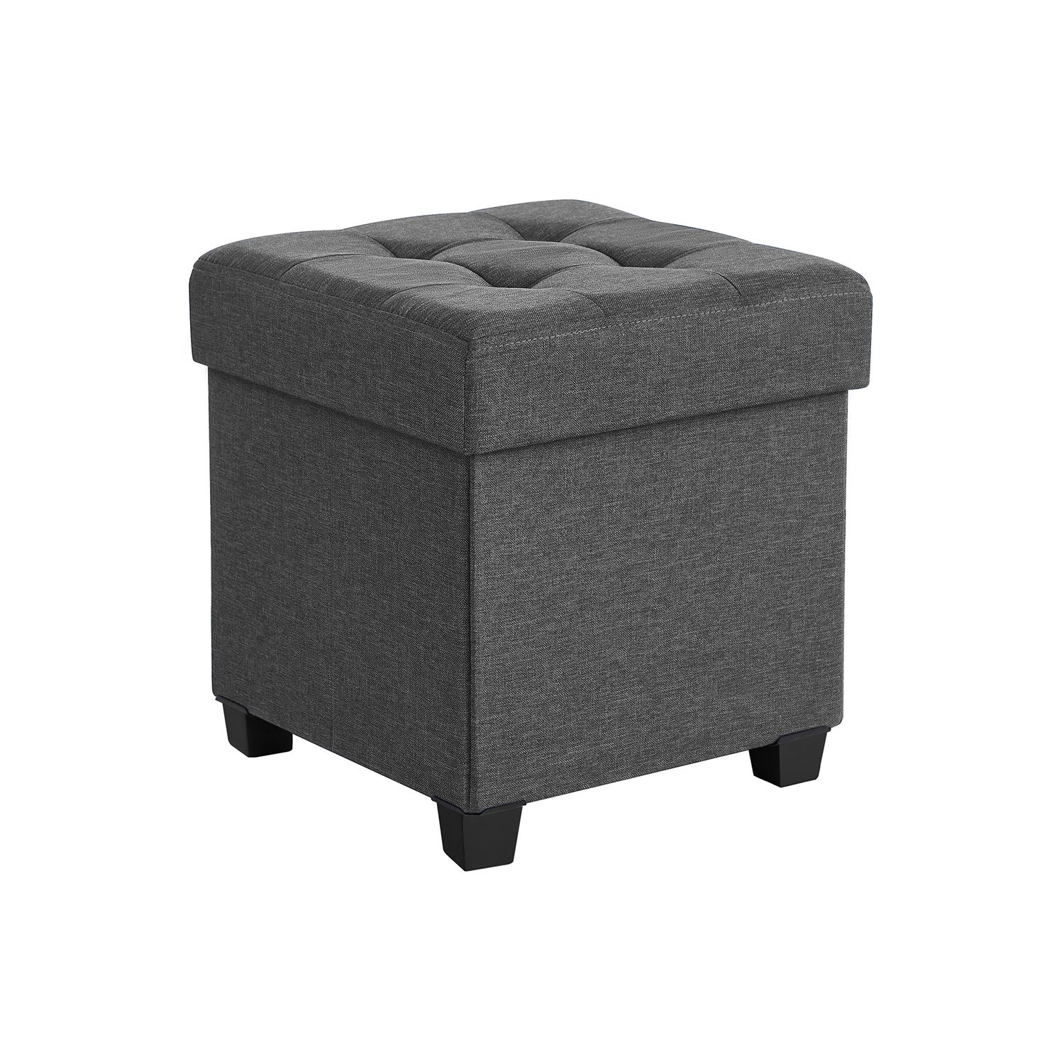 38 x 38 cm Foldable Storage Ottoman with Feet Dark Grey
