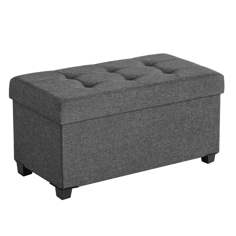 38 x 76 x 40 cm Foldable Storage Ottoman Bench Dark Grey 38 x 76 x 40 cm Foldable Storage Ottoman Bench Dark Grey