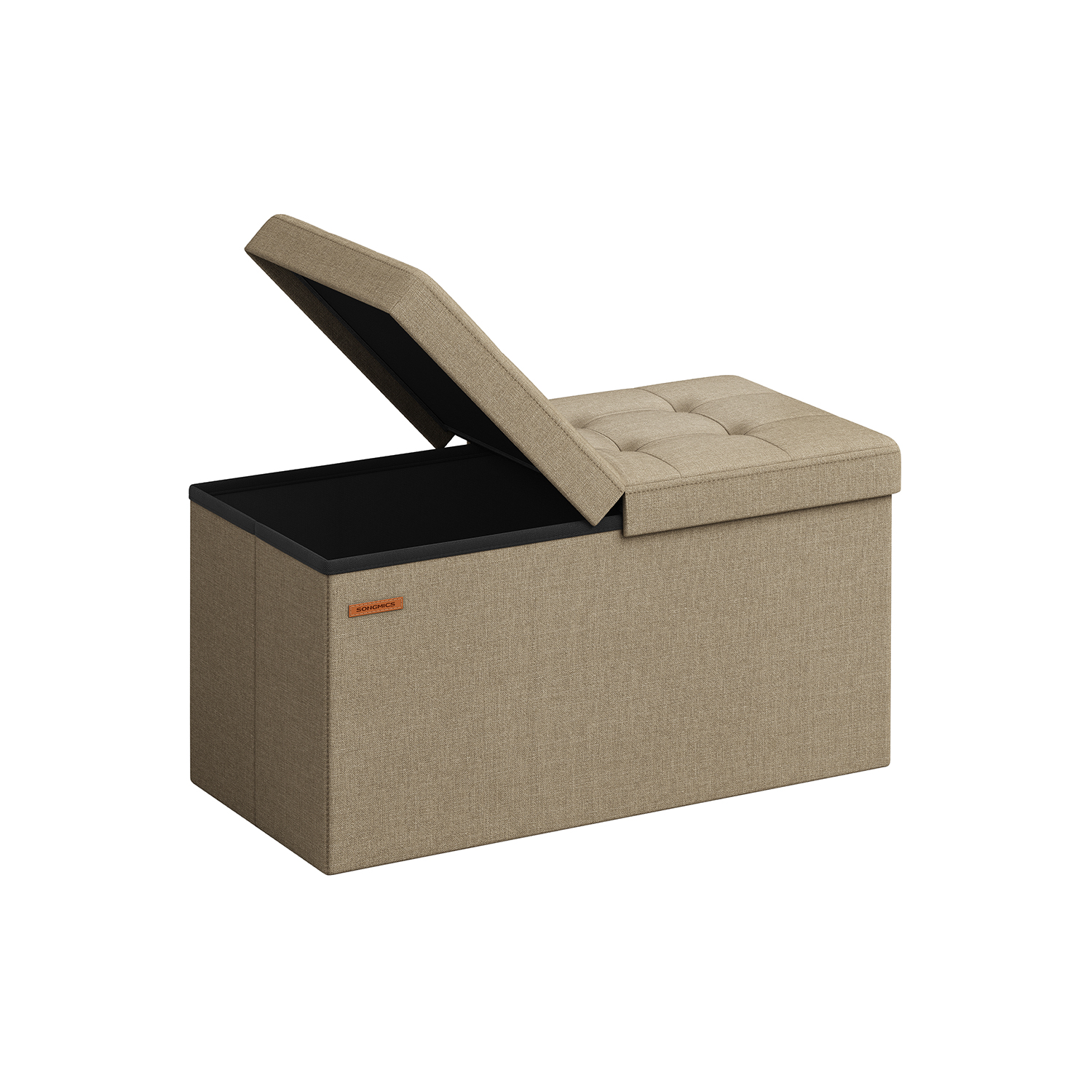 Foldable Storage Ottoman with Flipping Lid Camel Brown Foldable Storage Ottoman with Flipping Lid Camel Brown