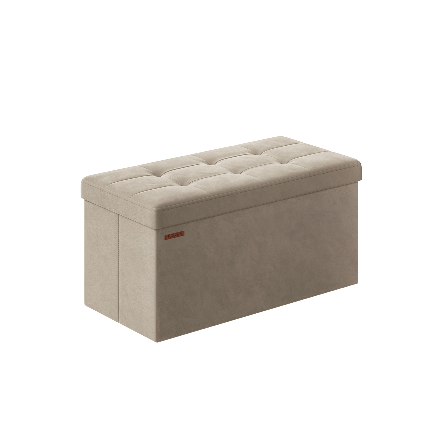 38 x 76 x 38 cm Foldable Small Storage Ottoman Camel Brown