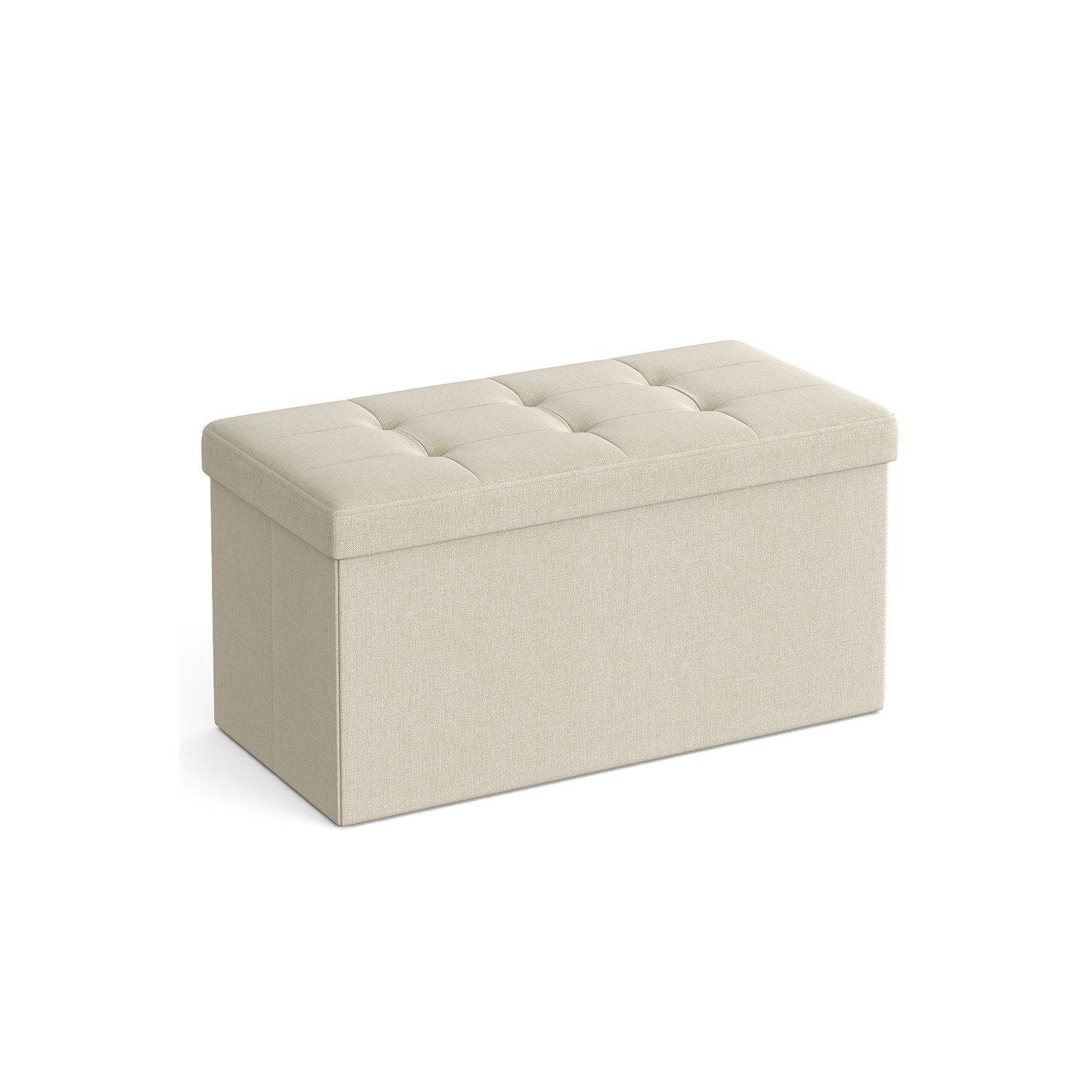 38 x 76 x 38 cm Foldable Small Storage Ottoman Cream White