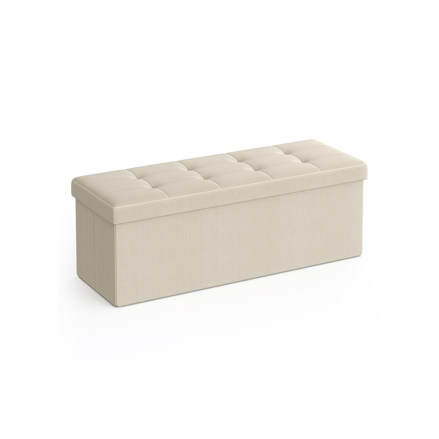 38 x 110 x 38 cm Foldable Small Storage Ottoman Cream White