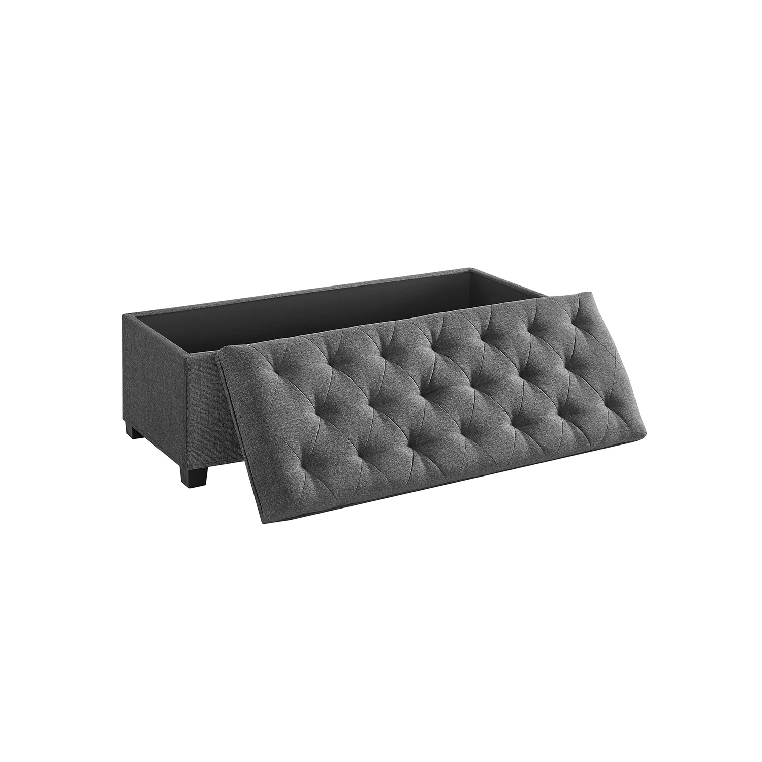 40 x 110 x 40 cm Storage Ottoman with Feet Dark Grey