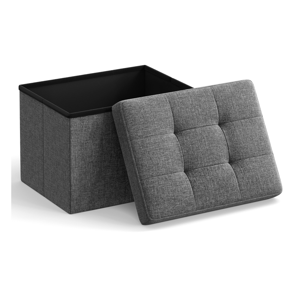 31 x 41 x 31 cm Foldable Storage Ottoman Dark Grey 31 x 41 x 31 cm Foldable Storage Ottoman Dark Grey