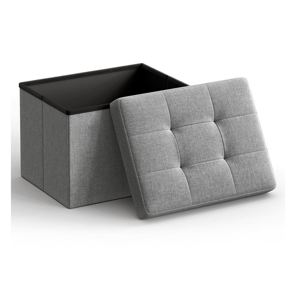 31 x 41 x 31 cm Foldable Storage Ottoman Light Grey 31 x 41 x 31 cm Foldable Storage Ottoman Light Grey