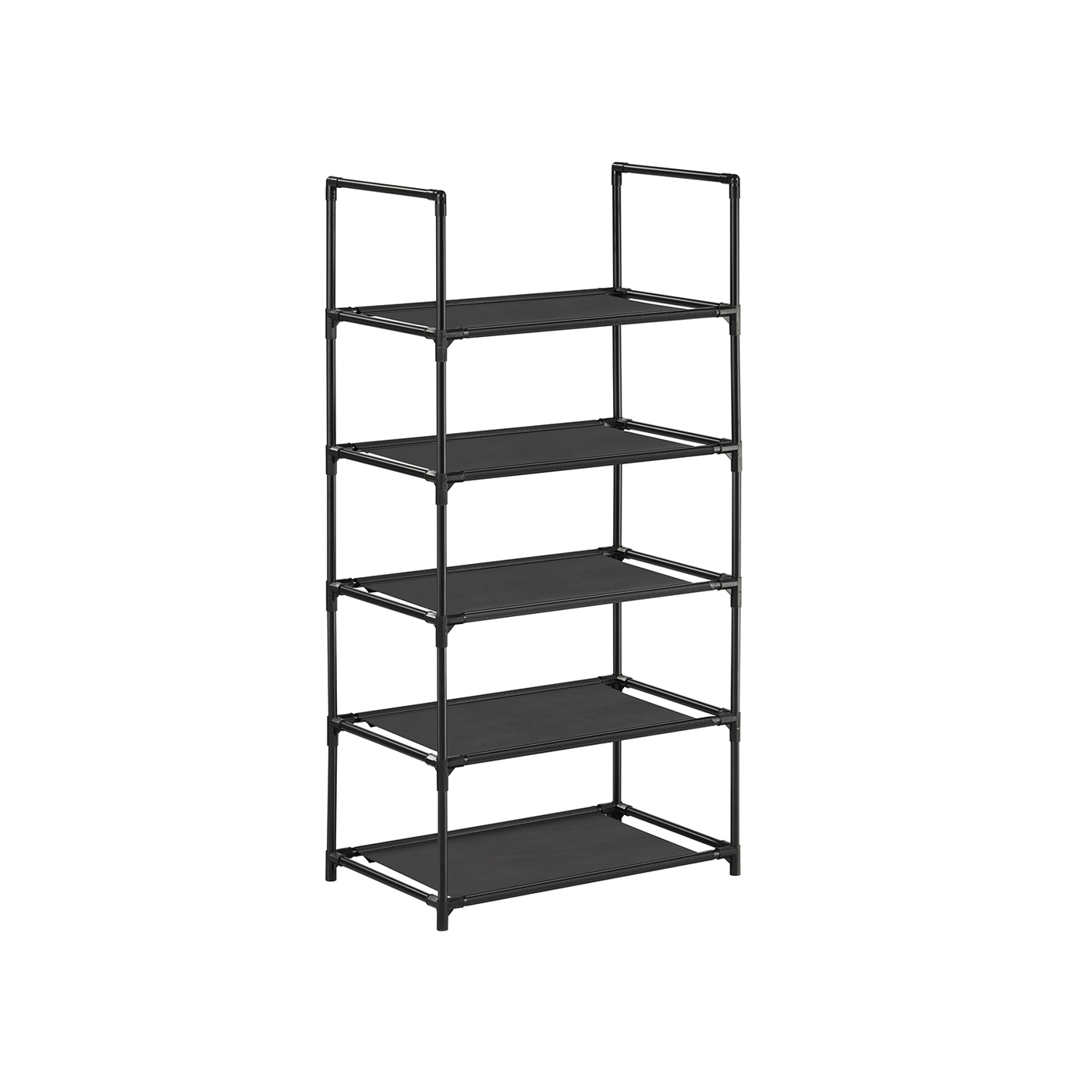 SONGMICS 5-Tier Metal Shoe Rack: Space-Saving Shoe Organizer with Non-Woven Shelves, 28x45x89cm for Bedroom/Hallway, Black