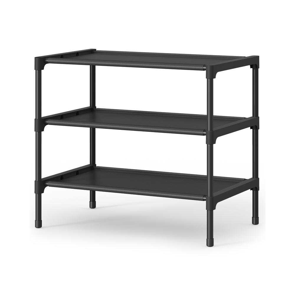3-Tier Shoe Rack, Hallway Storage, 29.7 x 42 x 48.5 cm, Ink Black