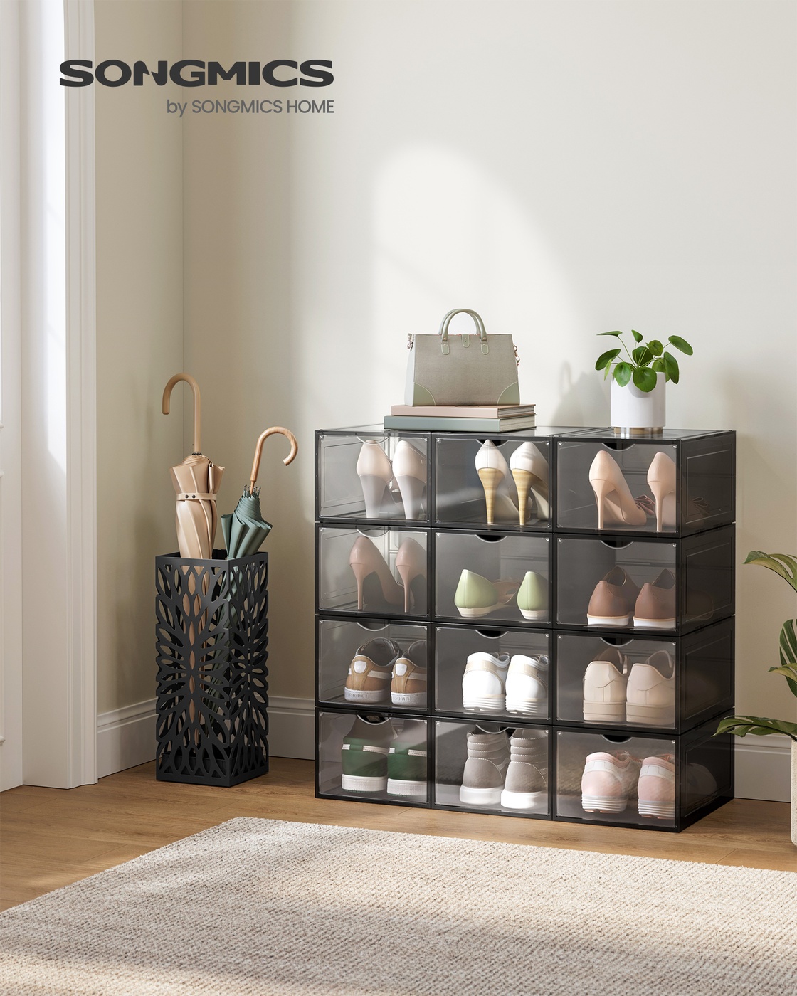 Plastic Shoe Storage Organisers with Clear Doors