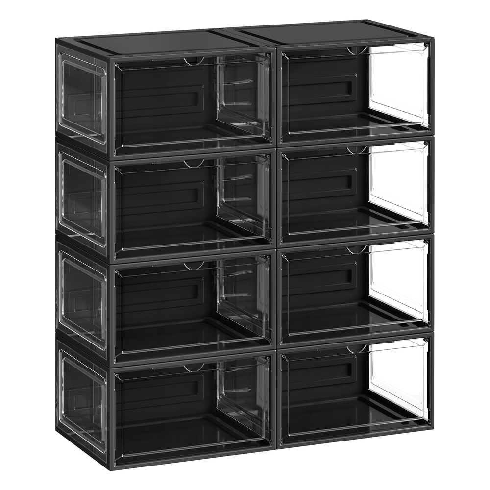 Stackable shoe boxes with doors