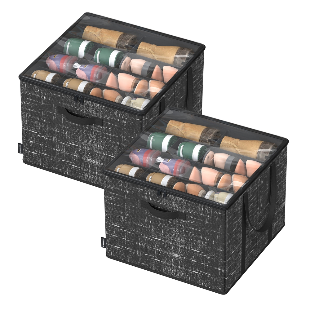 Set of Fabric Shoe Organiser Bins with Handles
