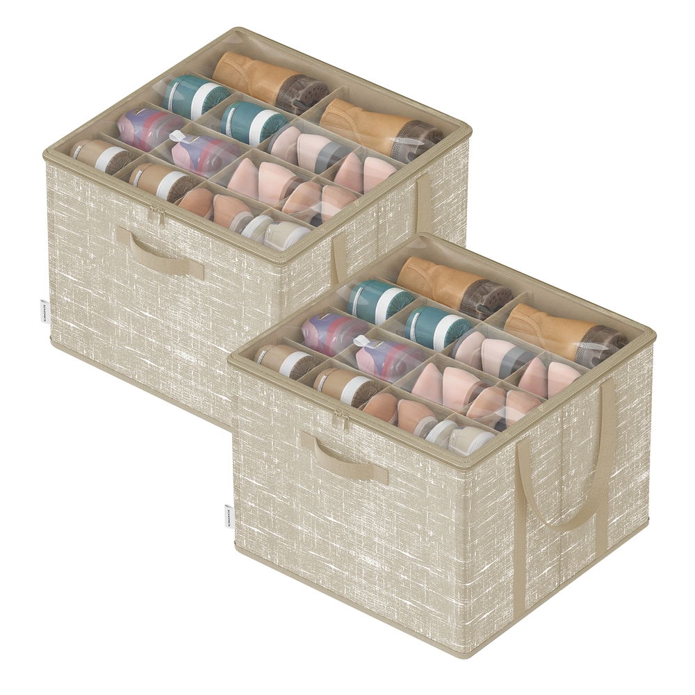 Set of 2 Shoe Organisers, Cappuccino Beige Set of 2 Shoe Organisers, Cappuccino Beige