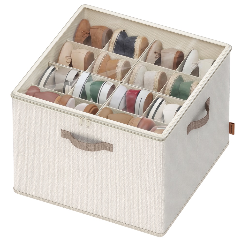 Shoe Organiser for 16 Pairs Stackable Cappuccino Beige