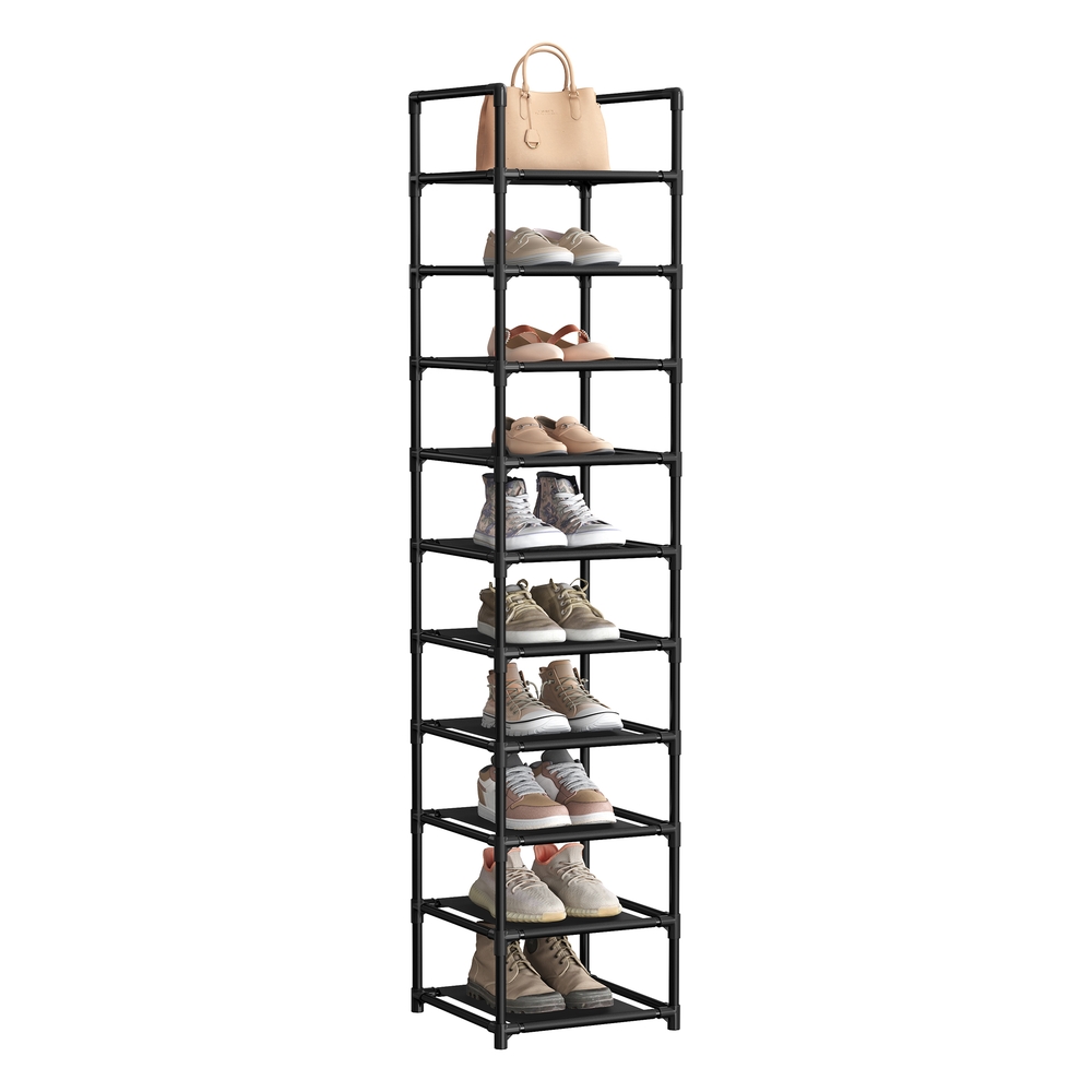 10-Tier Shoe Rack with Non-Woven Fabric Shelves