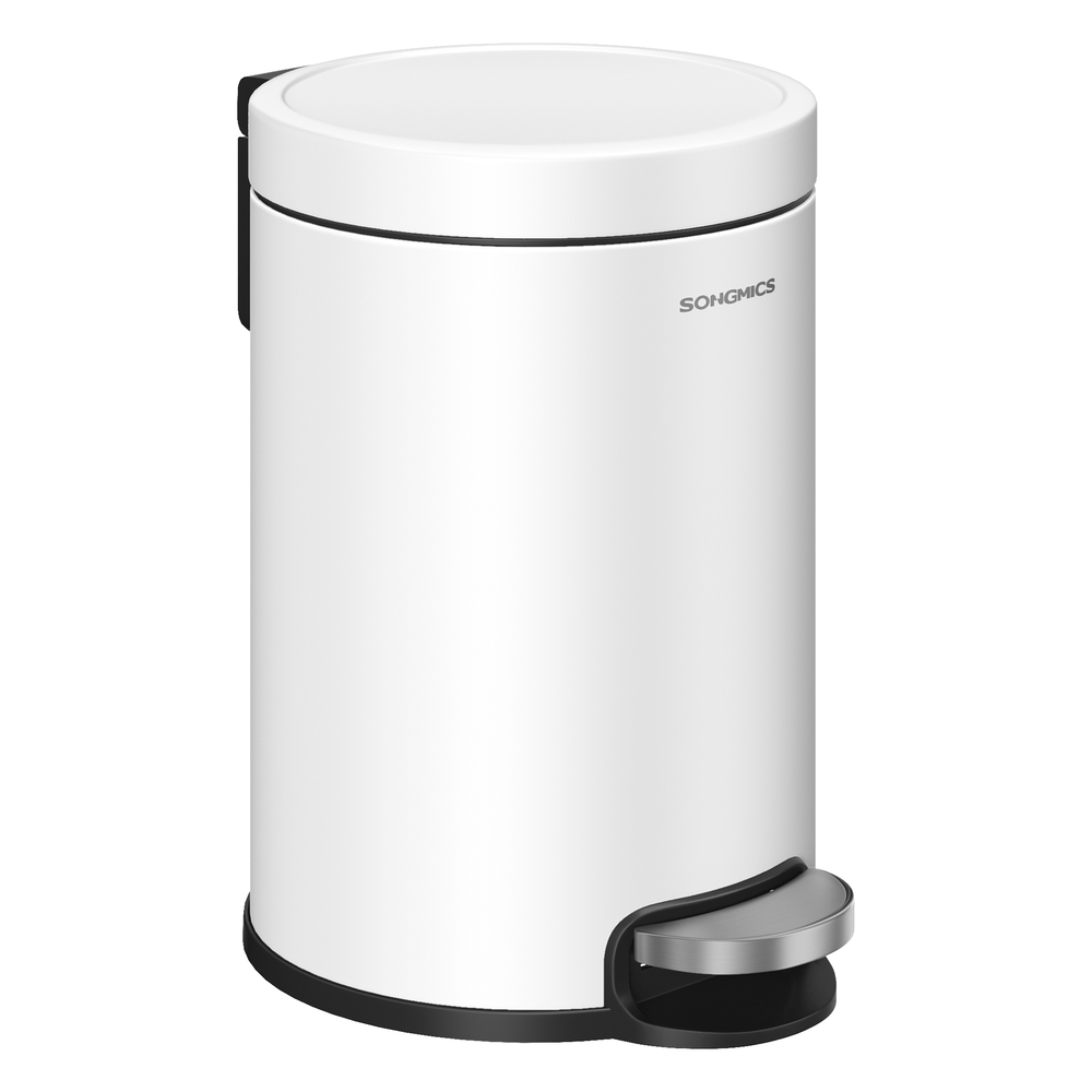 Bathroom Pedal Bin 0.8 Gallon (3 L) Steel Toilet Bin Cloud White