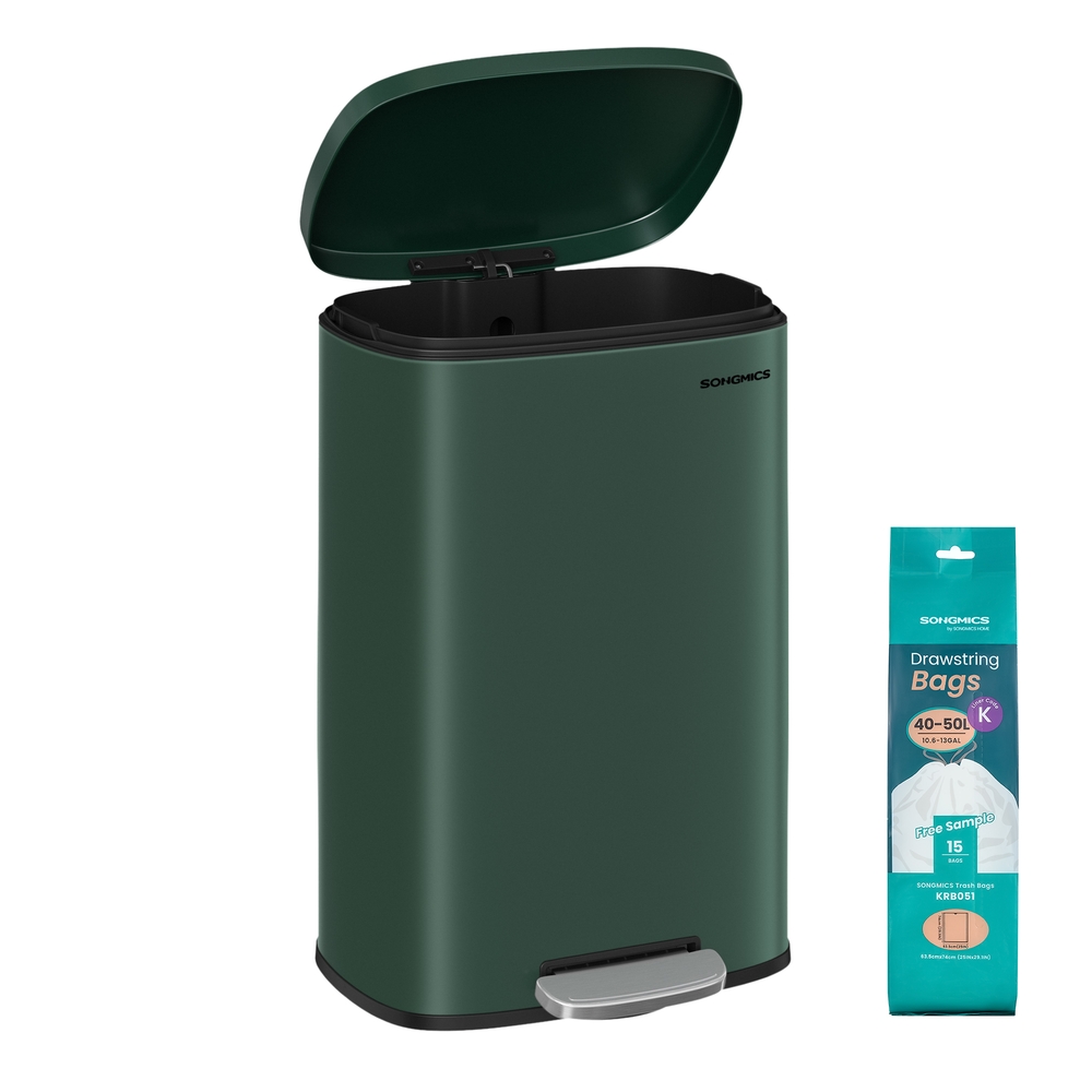 13 Gallon  Step-On Pedal Bin for Kitchen Retro Green