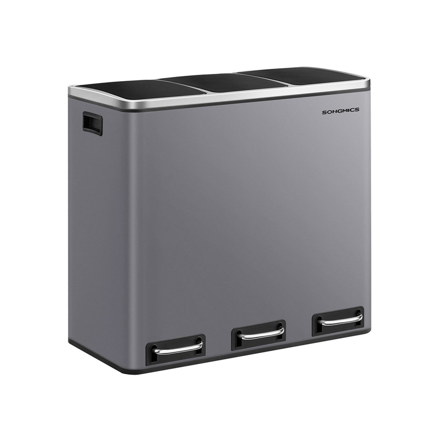 3 x 18 L Rubbish Bin ，15 Liners Included， Matte Grey