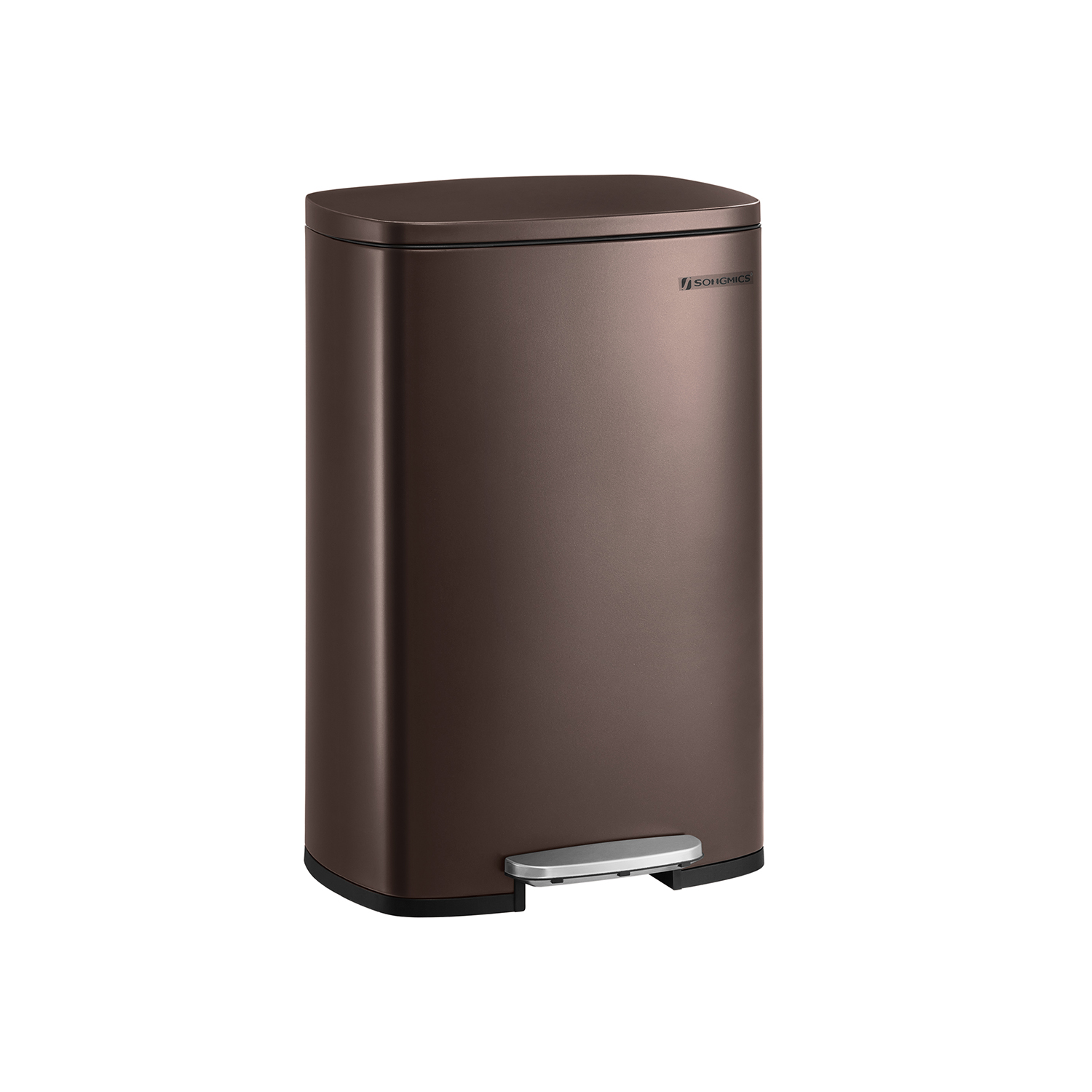 13 Gallon Steel Pedal Kitchen Bin with Soft Close Lid, Walnut Brown