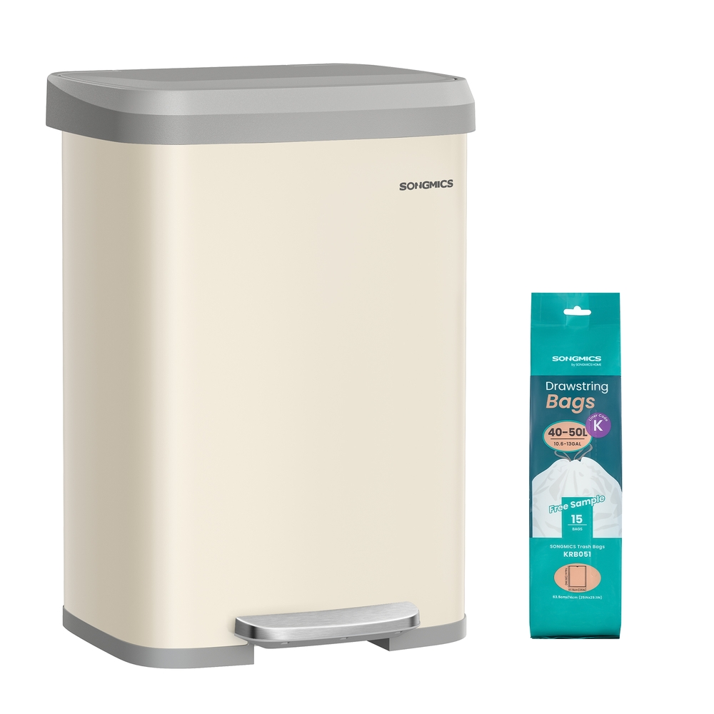 Metal Waste Pedal Bin with Lid Sand Beige and Dove Grey