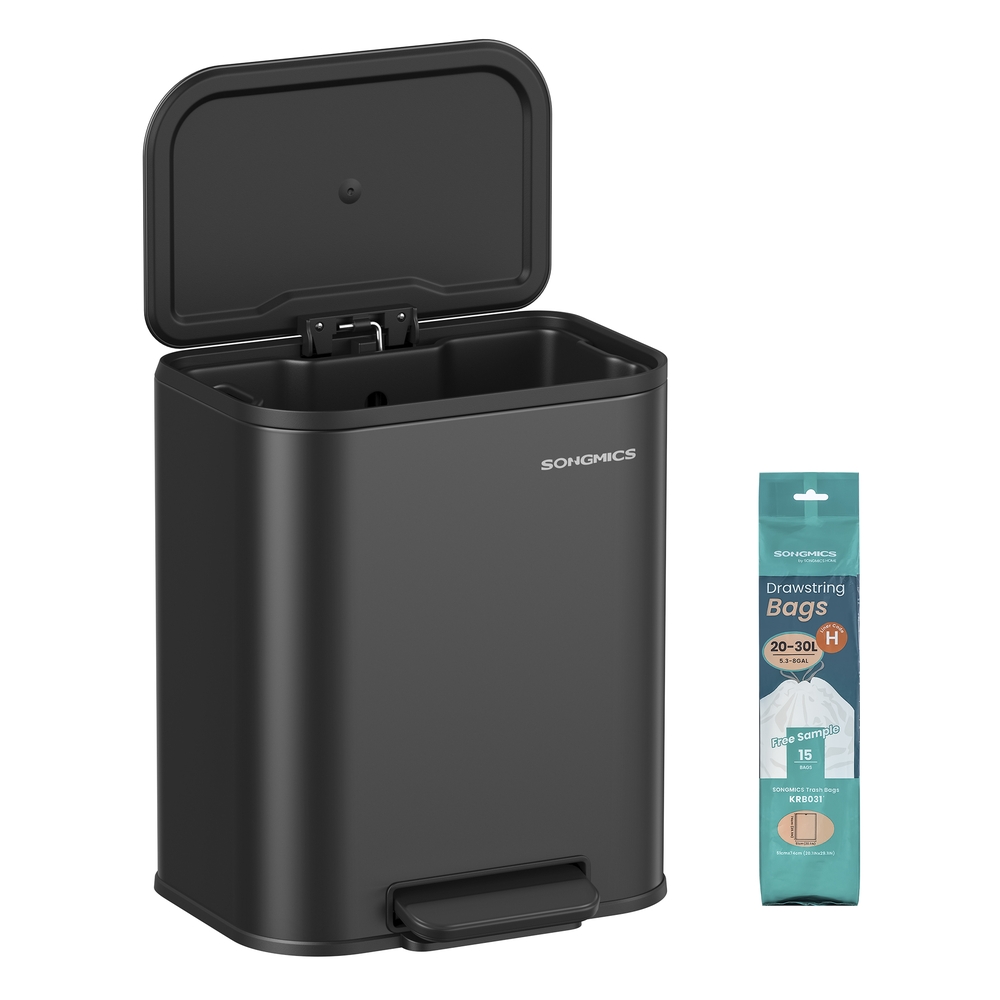 20L Kitchen Bin with Wide Non-Slip Pedal Ink Black