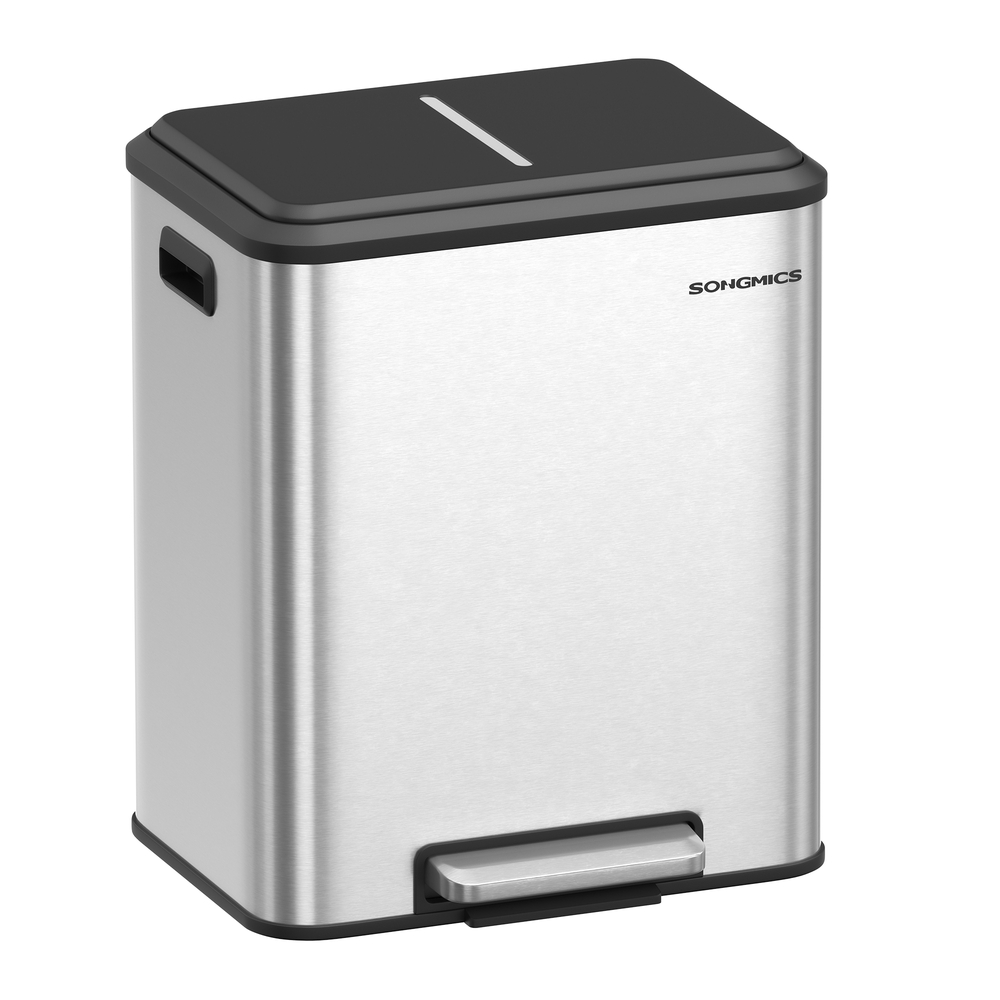 Double Bin for Recycling and Waste Metallic Silver