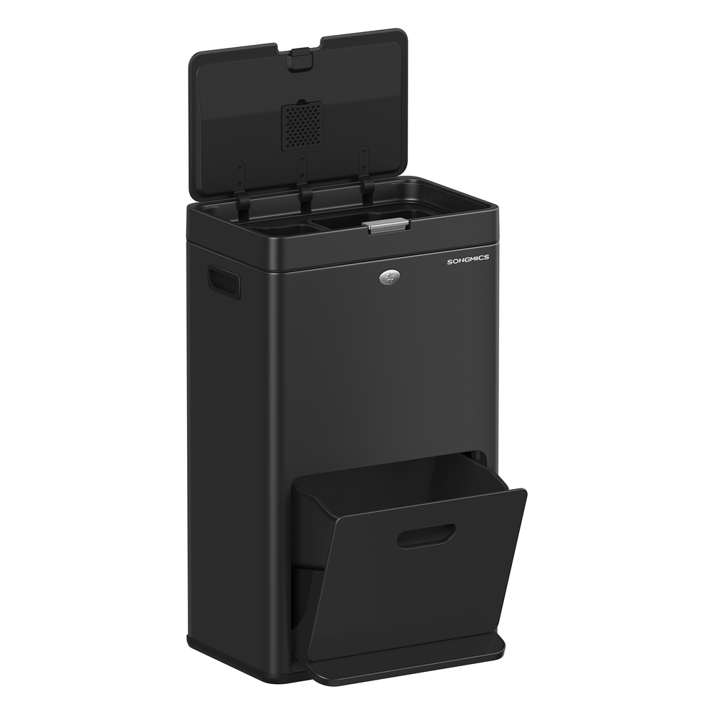 3-Compartment Bin for General Waste Black