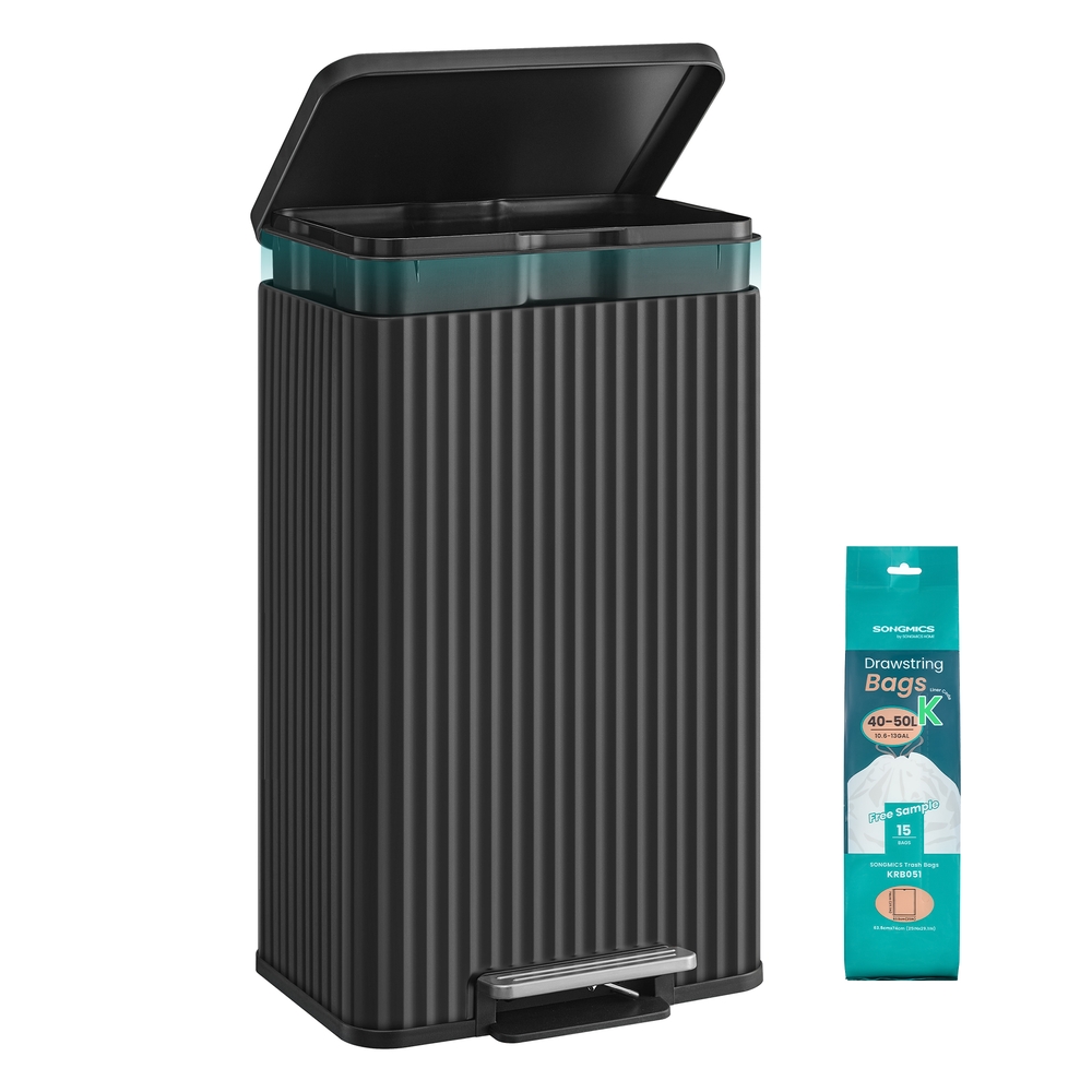 Waste Bin with Pedal, Soft-Close Lid and Removable Inner Bucket Ink Black