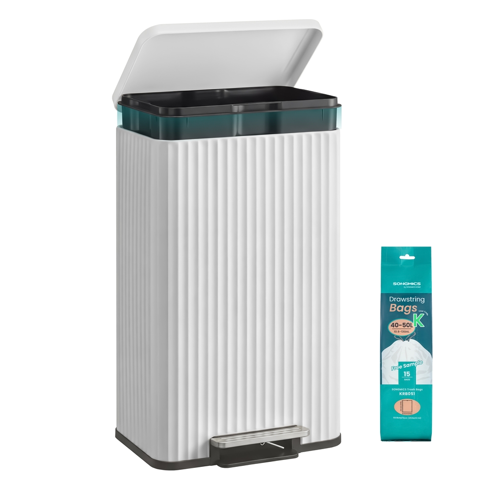 Waste Bin with Pedal, Soft-Close Lid and Removable Inner Bucket Cloud White