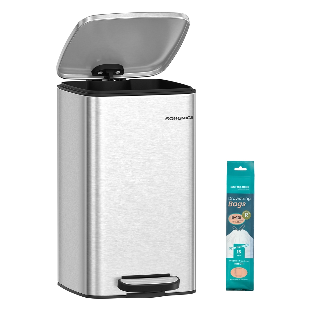 8L Pedal Toilet Bin for Small Spaces Metallic Silver