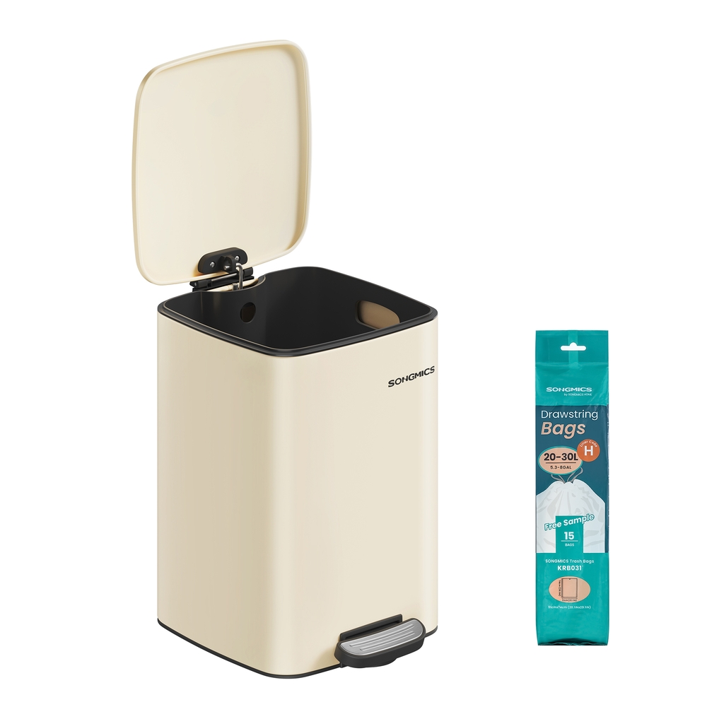 20 L Steel Kitchen Pedal Bin with Inner Bucket Sand Beige