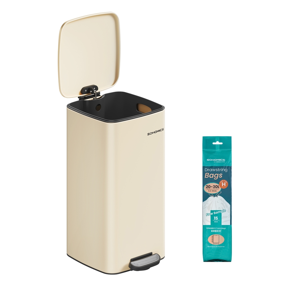 30 L Steel Kitchen Pedal Bin with Inner Bucket Sand Beige