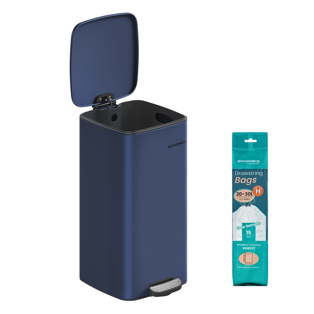 30 L Steel Kitchen Bin with Inner Bucket Midnight Blue