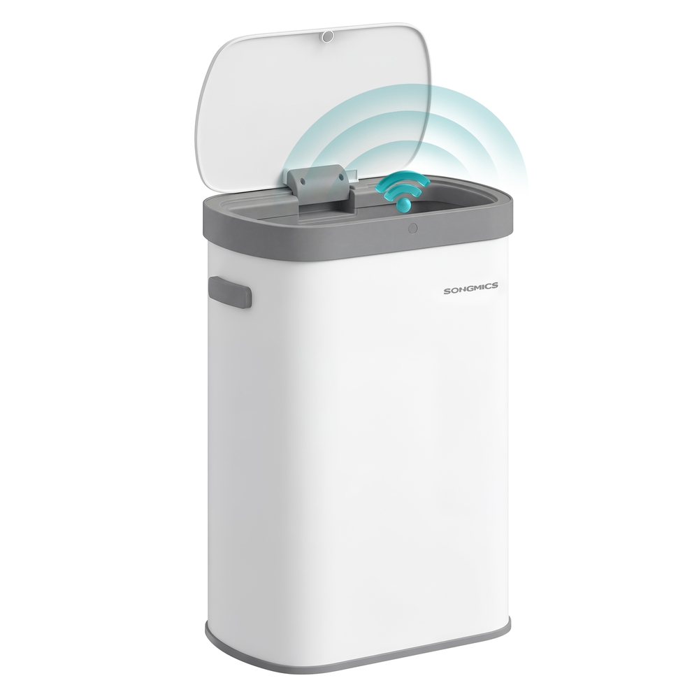 13-Gallon (50 L) Steel Motion Sensor Kitchen Bin with Soft Close Lid White