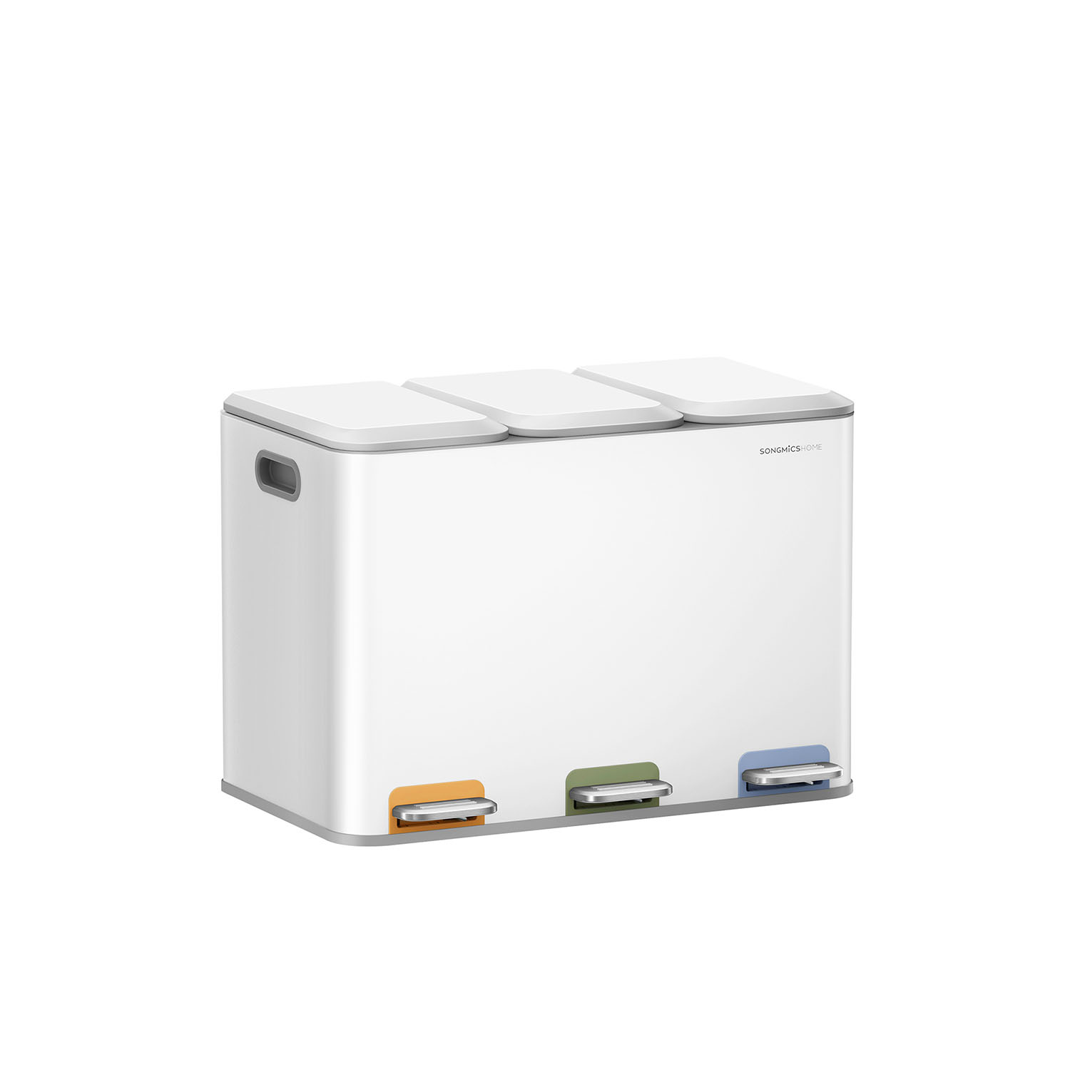Triple Kichen Bin with Colour-Coded Pedals Cloud White Triple Kichen Bin with Colour-Coded Pedals Cloud White