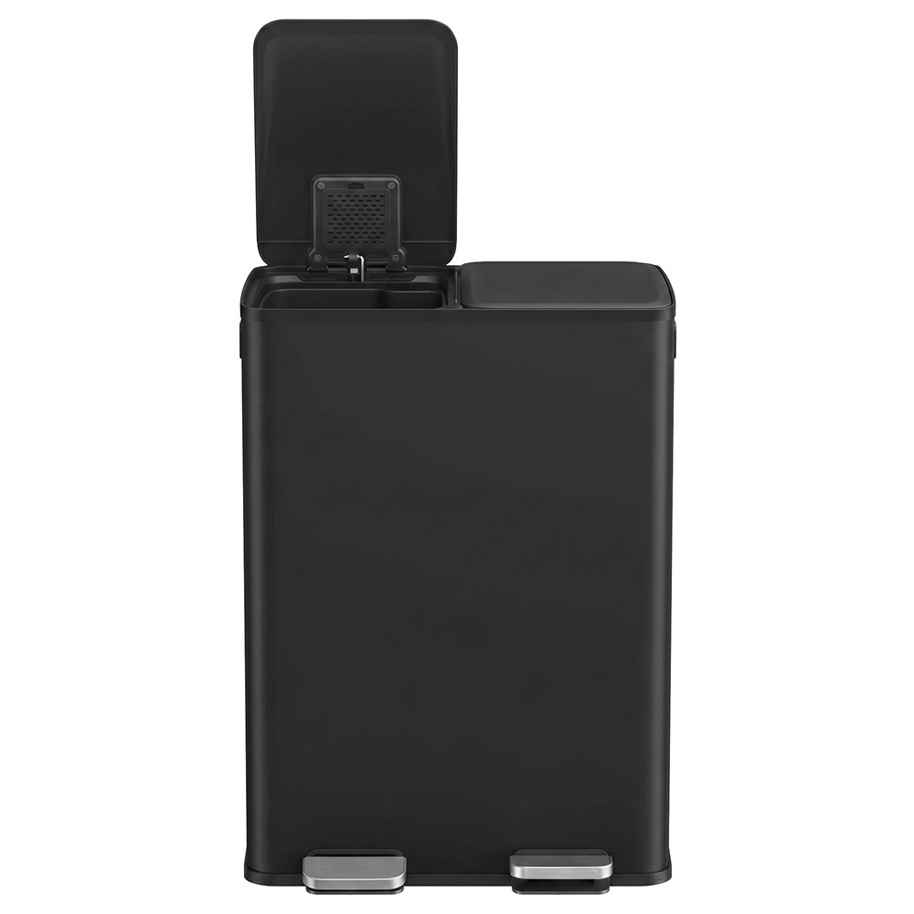 60L Dual Compartment Pedal Bin with Soft-Close Lid, 2 x 30L, Black