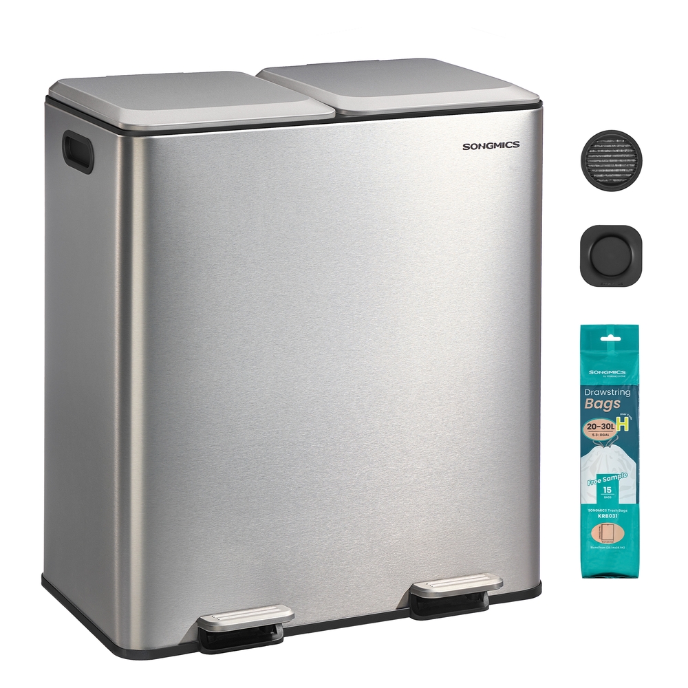 Double kitchen bin with soft close lids and removable inner buckets